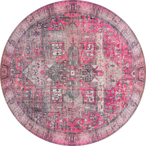 Unique Loom Timeless Peter Machine Made Abstract Rug Pink, Black/Ivory/Light Brown 7' 6" x 7' 7"