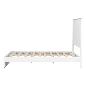 English Elm Stylish Queen Bed Frame Vertical Slat Headboard Solid Wood Contemporary Bedroom White N770PQ369236K