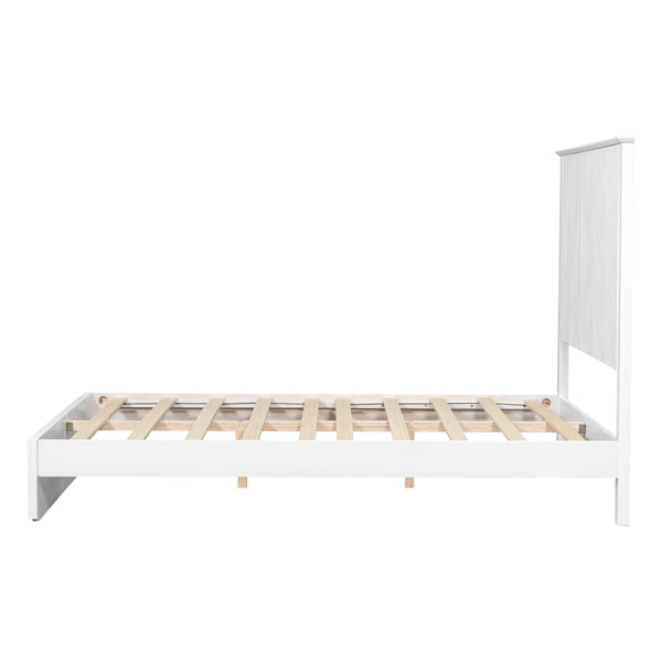 English Elm Stylish Queen Bed Frame Vertical Slat Headboard Solid Wood Contemporary Bedroom White N770PQ369236K