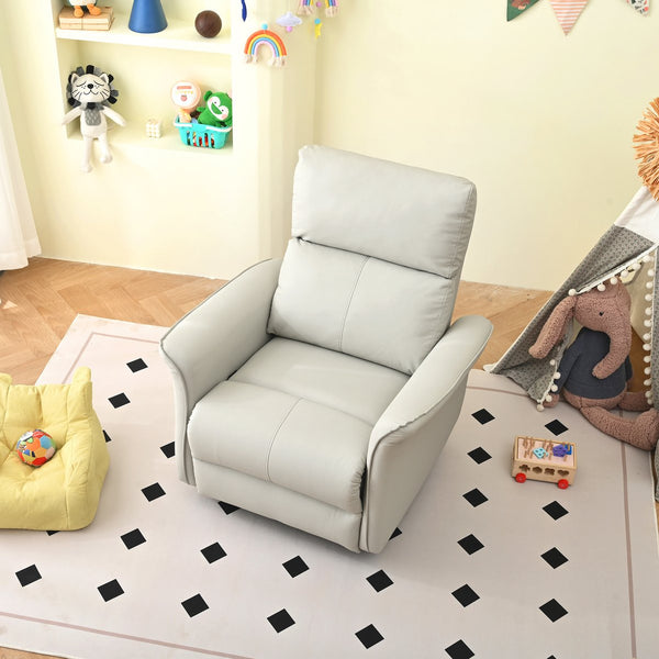 English Elm Manual Rocker Recliner Chair In Soft Pu Leather - Space-Saving Comfort For Nurseries & Living Rooms W1028S00048