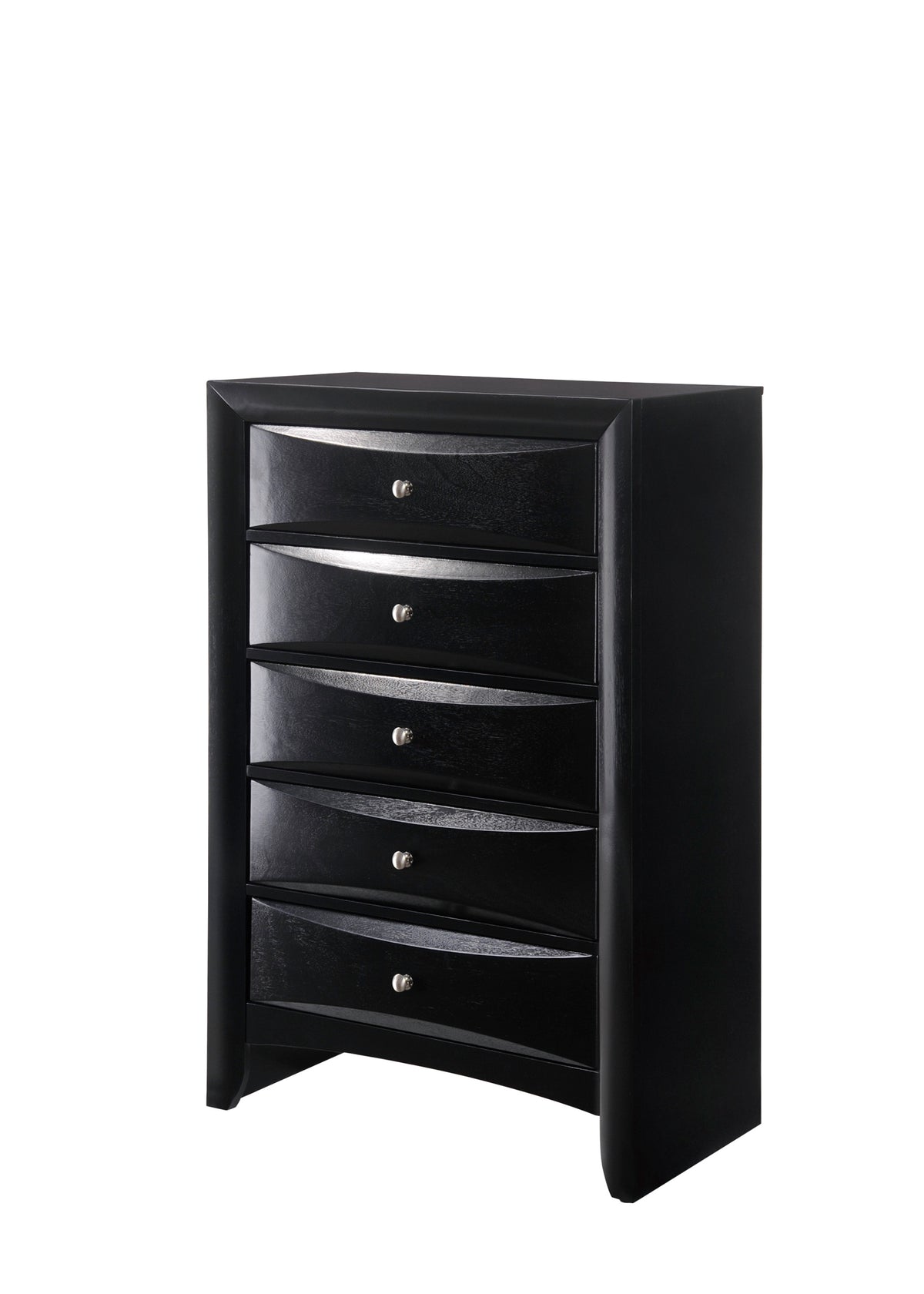 5 Drawer Transitional Chest with Metal Knobs, Black