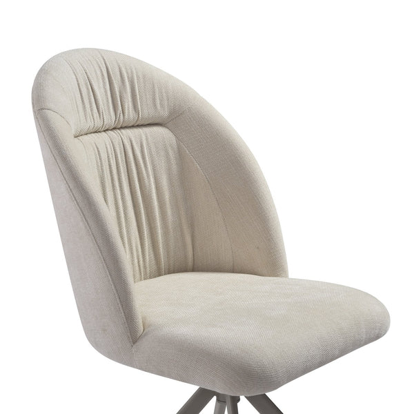 English Elm Hallie Swivel Upholstered Dining Chair Set Cream Fabric Ergonomic Curved Back for Two B2736P464807