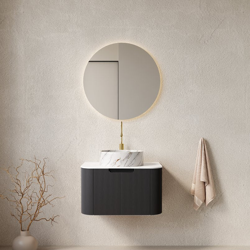 English Elm Dina 24" Wall-Mounted Bathroom Vanity With Round Ceramic Sink, Stylish Storage Cabinet & Easy Install W2615S00454
