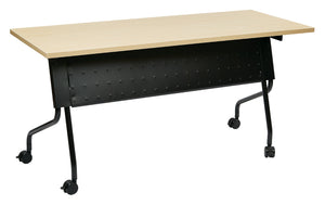 OSP Home Furnishings 5' Flip Top Nesting Training Table with Locking Casters for Classrooms and Offices Maple Black 84225BP