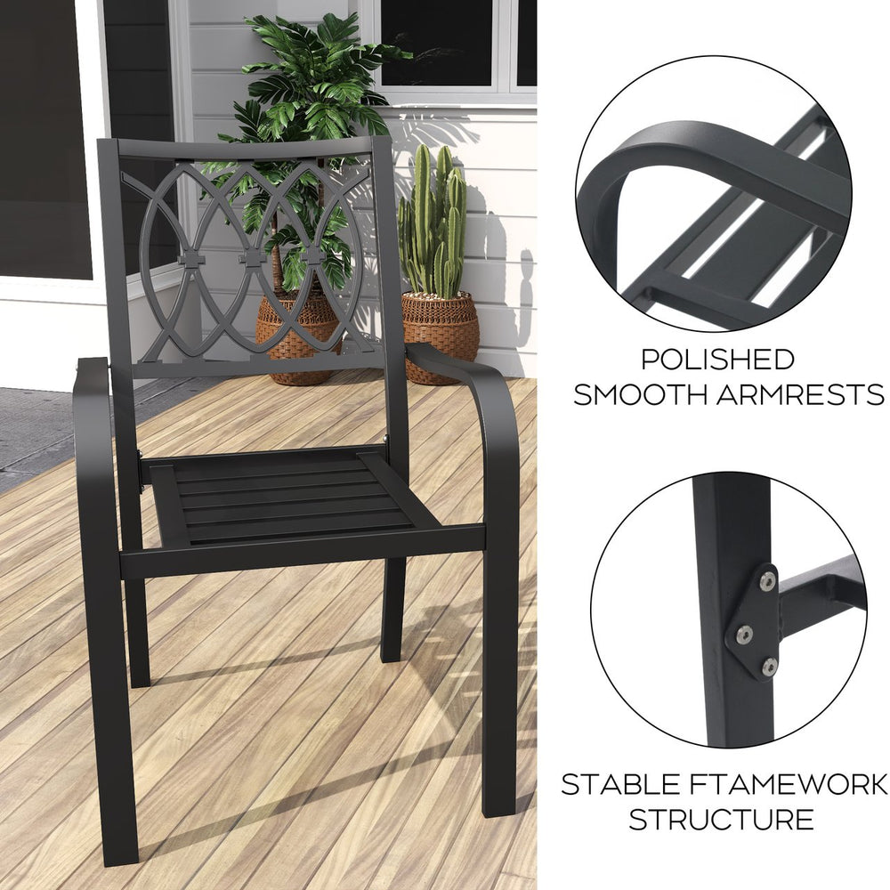 English Elm Chair Heavy Duty Metal Stackable Slatted Seat Ergonomic All Weather Patio Dining W3979P392947