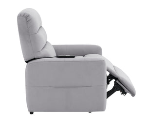 English Elm Freddie Gray Faux Leather Power Lift Recliner Gray with 2 Motors, 180° Lay-Flat, Remote Control B2726P404905