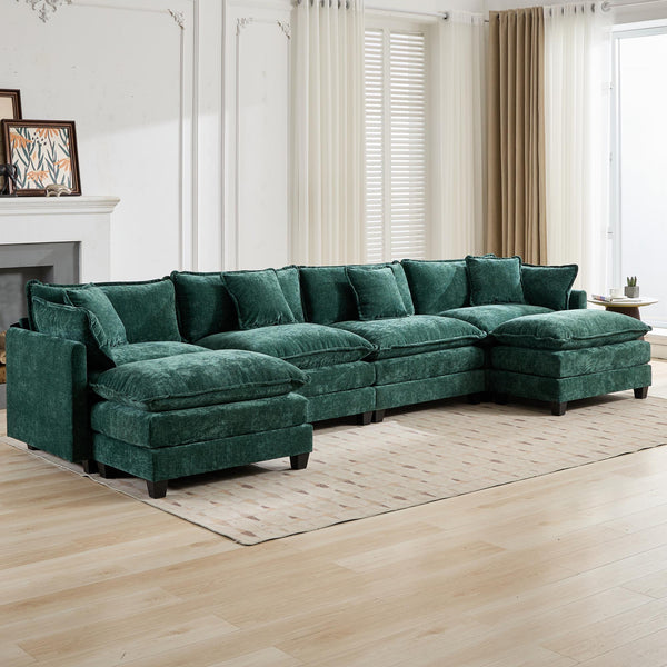 English Elm Cloud Sofa 4 Seats - Modular Sectional Couch In Green For Modern Living Rooms, Bedrooms & Comfort W1143S00021