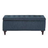 Homelegance By Top-Line Lyon Tufted Storage Bench Blue Polyester