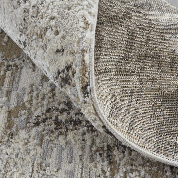 Feizy Rugs Vancouver Abstract Distressed Area Rug - Durable Polypropylene Blend For Contemporary Living Spaces Ivory,Gray,Brown Polypropylene,Polyester Vnr39fhfivychlf05