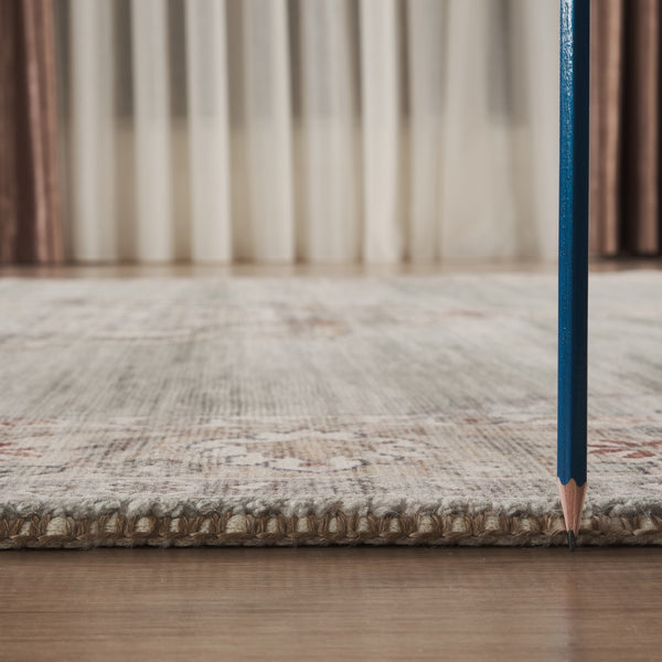 English Elm Majestic Medallion Area Rug Low Pile Polyester Jute Backing Traditional Living Room B186P428872