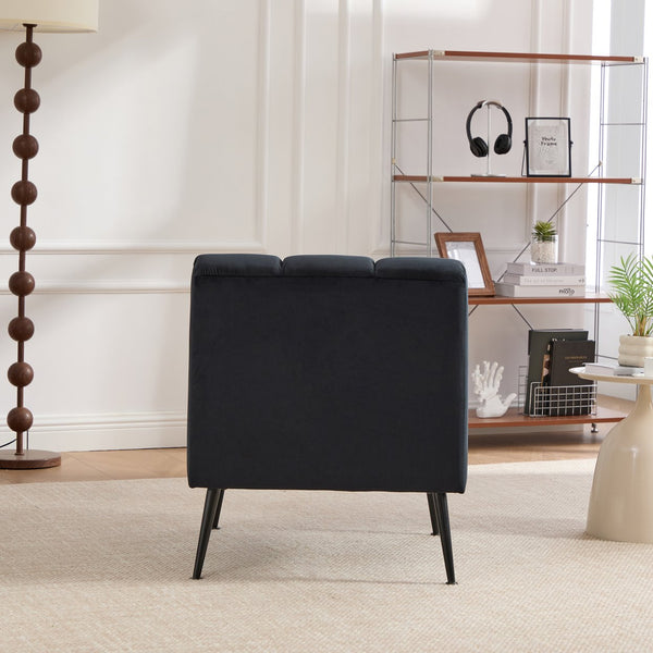 English Elm 24.4" Wide Armless Velvet Accent Chair With Black Metal Legs For Stylish Living Room & Office Use W3098P308779