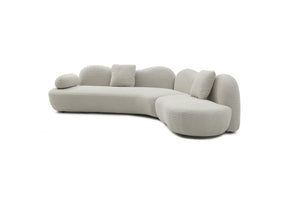English Elm Modern Curved Modular Sofa - Stylish 5-Seater Boucle Couch With Butterfly Backrest & 2 Pillows W2664S00049