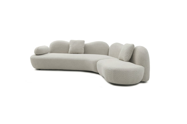English Elm Modern Curved Modular Sofa - Stylish 5-Seater Boucle Couch With Butterfly Backrest & 2 Pillows W2664S00049