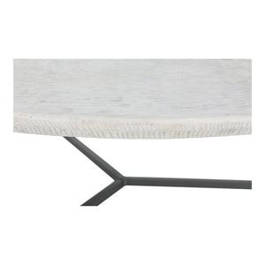 English Elm Chloe Round Marble Top Coffee Table with Open Iron Base for Modern Living Rooms B2769S00017