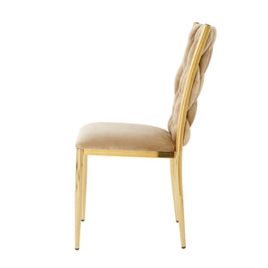 English Elm Modern Velvet Dining Chairs Set of 2 with Gold Legs Curved Back Foam Cushion W210P376369