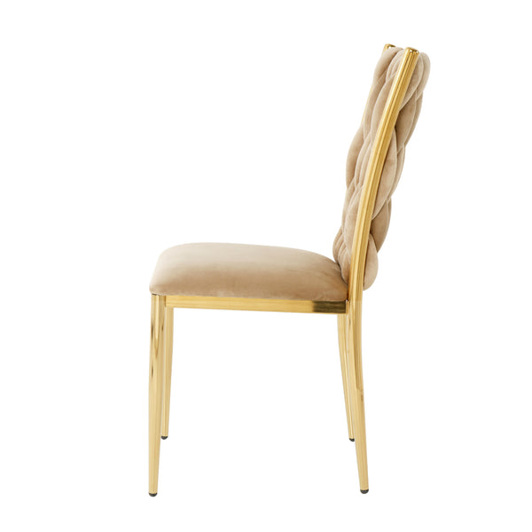 English Elm Modern Velvet Dining Chairs Set of 2 with Gold Legs Curved Back Foam Cushion W210P376368