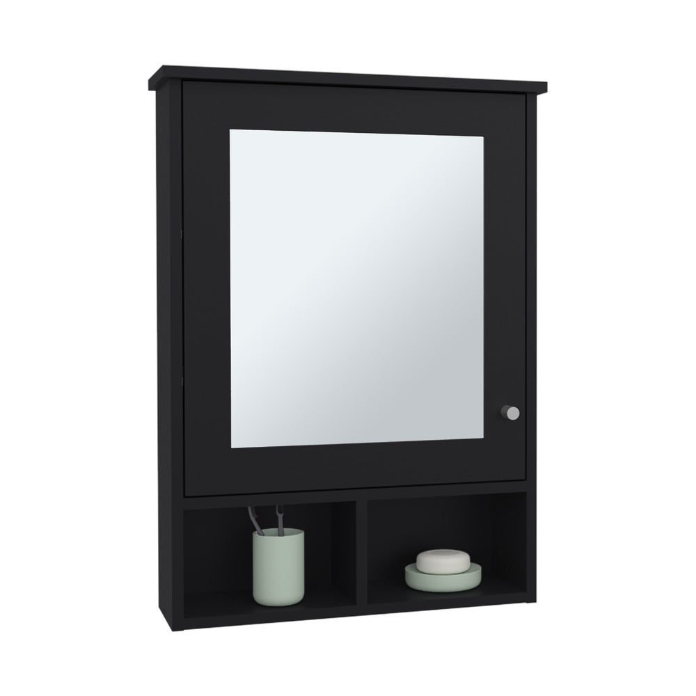 English Elm Medicine Compact Wall Cabinet with Mirror Door, Engineered Wood Storage, Durable, Space-Saving Design Black 34.65 L x 23.23 W x 4.72 H B097P250881