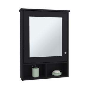 English Elm Medicine Compact Wall Cabinet with Mirror Door, Engineered Wood Storage, Durable, Space-Saving Design Black 34.65 L x 23.23 W x 4.72 H B097P250881