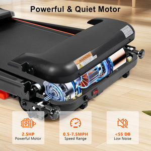 English Elm Treadmills Folding Home Fitness Machine 2.5hp Motor Shock Absorbing Belt Bluetooth Speaker N728P266573A