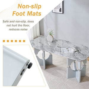 English Elm Modern Marble Print Mdf Dining Table Sculptural Hollow Frame Metal Accents Small Space Gray W3875S00027