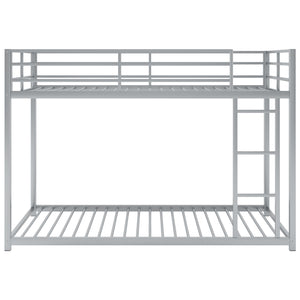 English Elm Twin Over Twin Metal Bunk Bed Low Profile with Full Guardrail Ladder Quiet Steel Frame Sturdy Support Silver MF285535AAN