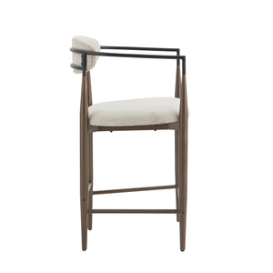English Elm Christopher Knight Home® - Counter Stool Set Of 2 - Modern Beige Upholstered Design With Coffee-Gold Iron Frame For Style N771P249370H