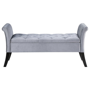 English Elm Pasley Velvet Button Tufted Rolled Arm Lift Top Storage Bench for Bedroom Entryway Silver B062P441162