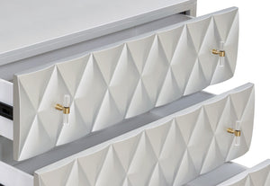 English Elm Metallic Silver and Champagne Console Cabinet with 3 Drawers, Modern Decorative Pattern, Durable Storage (36.5"W) B062P209180