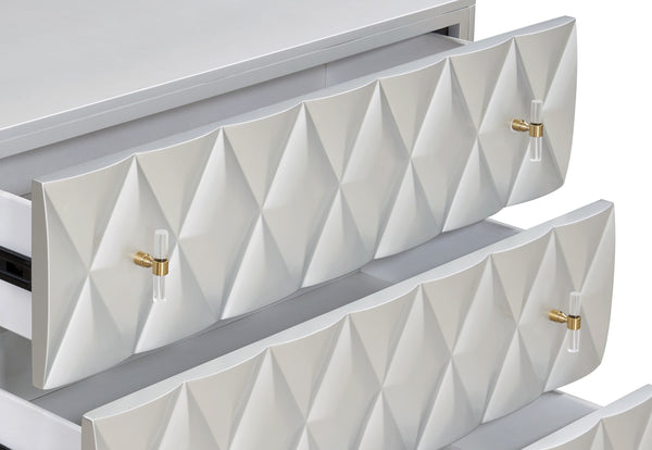 English Elm Metallic Silver and Champagne Console Cabinet with 3 Drawers, Modern Decorative Pattern, Durable Storage (36.5"W) B062P209180