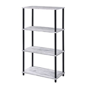 English Elm Antique Four-Shelf Bookshelf 44.5"H x 24.5"W Sturdy 15mm Panels Powder-Coated Antique White/Black B062P191047
