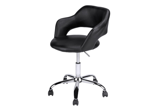 English Elm Office Chair Modern Low-Back Faux Leather swivel with Integrated Armrests, Hydraulic Lift, Chrome Base B2710P219679