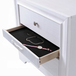 English Elm Contemporary Nightstand with Textured Finish and 2 Drawers — Modern Wooden Bedroom Storage, Easy Assembly White 20 L x 29 W x 30 H B2741P321725