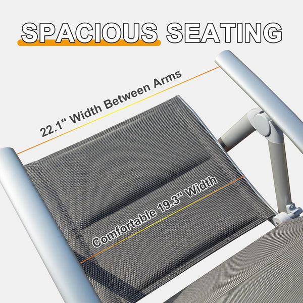 English Elm Patio Reclining Chairs Set Of 2 - Durable Aluminum Frame, Adjustable High Back, Soft Padded Seats W1859P210876-GIGA