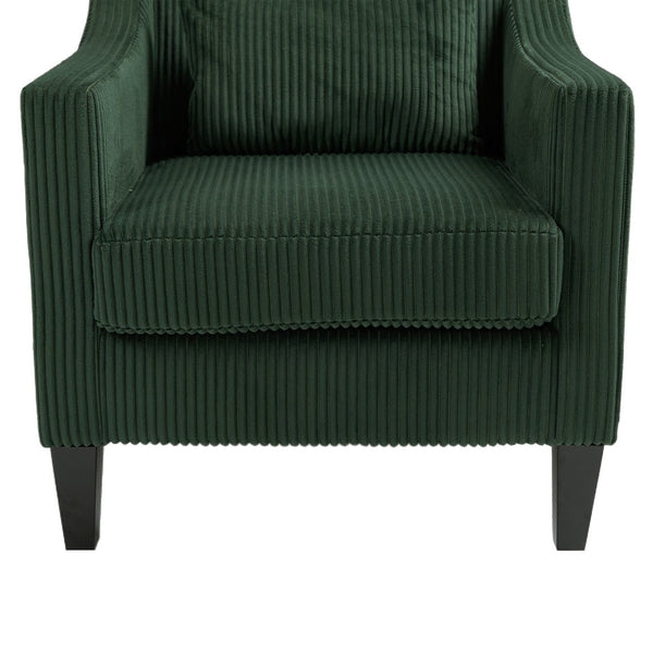 English Elm COOLMORE Modern Accent Chair with Plush Corduroy Upholstery, Solid Wood Frame and Two Pillows Emerald W395P195360