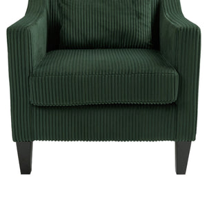 English Elm COOLMORE Modern Accent Chair with Corduroy Upholstery, Solid Wood Frame, Supportive Dual Pillows for Cozy Living Spaces Emerald W395P195360