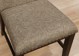 English Elm Transitional Espresso Frame 2pc Side Chairs with Warm Gray Fabric, Nailhead Trim, Padded Seat & Back, Rustic Elegance B2741P309198