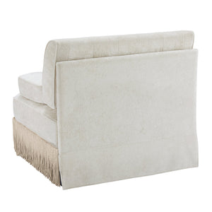 English Elm Sofa Modular Sectional Velvet Button Tufted French Style with Tassel Skirt and Ottoman W714P450804