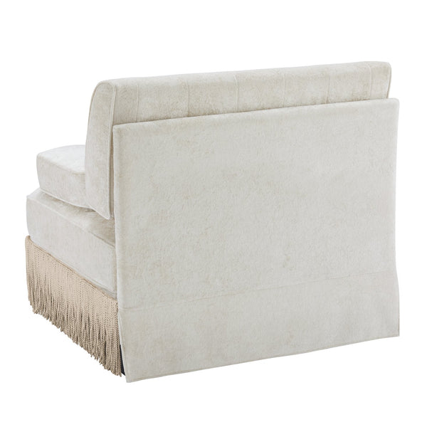 English Elm Sofa Modular Sectional Velvet Button Tufted French Style with Tassel Skirt and Ottoman W714P450804