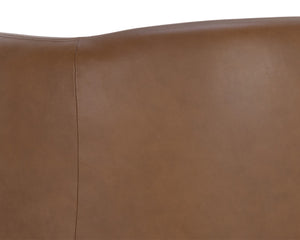 Sunpan Trine Lounge Chair - Luxurious Comfort with Unique Shape and Handcrafted Wood Base for Any Home Style Rustic Oak / Vintage Camel Leather