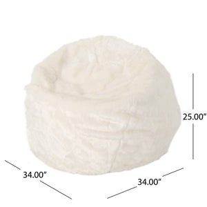 English Elm Christopher Knight Home® - Amori Plush 3ft Faux Fur Bean Bag Chair White – Ultra-Soft Foam Fill, Durable 300lb Capacity N778P185631W