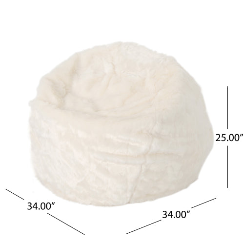 English Elm Christopher Knight Home® - Amori Plush 3ft Faux Fur Bean Bag Chair White – Ultra-Soft Foam Fill, Durable 300lb Capacity N778P185631W