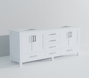 English Elm White Double Bath Vanity 84 in W x 22 in D with White Quartz Top, Solid Wood, Soft-Close Drawers and Ample Storage B2731P258968