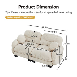 English Elm Pleated Chenille Two Seater Modular Sofa with Curved Armrests and Ergonomic Foam Cushions Beige W5656S00037