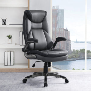 OSP Home Furnishings Exec Bonded Leather Office Chair with Lumbar Support Padded Arms and Ergonomic Tilt ECH17057-EC42