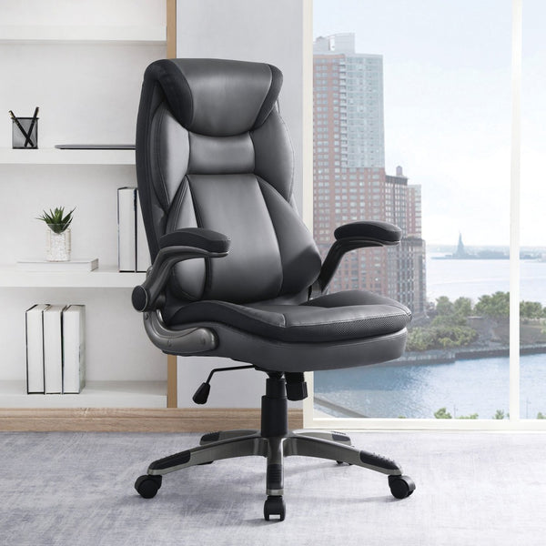 OSP Home Furnishings Exec Bonded Leather Office Chair with Lumbar Support Padded Arms and Ergonomic Tilt ECH17057-EC42