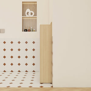 English Elm 16" Slim Wall Mounted Bathroom Cabinet Plywood Open Shelves Scandinavian Storage W3450P440620