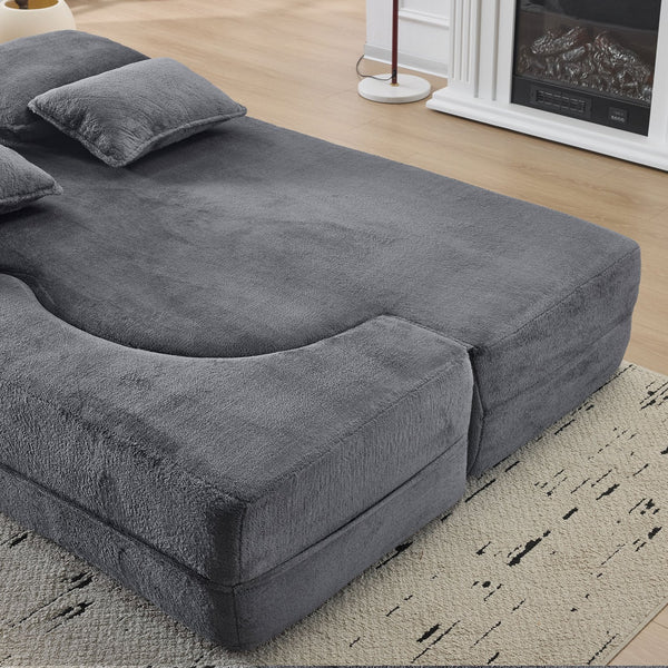 English Elm Queen Foldable Sofa Bed Plush Chenille Futon with High-Density Foam Convertible Sleeper Mattress Comfort Dark Gray W1829P280219