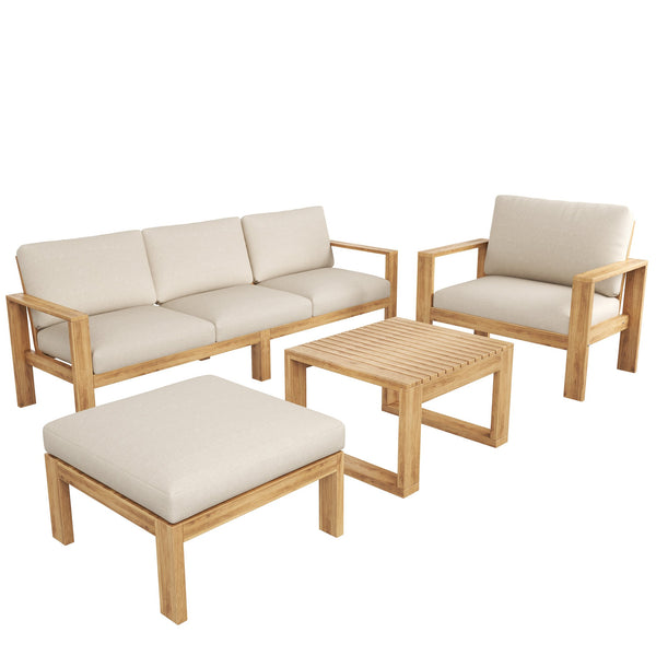 English Elm Christopher Knight Home® - Outdoor 4-Piece Acacia Sectional Patio Sofa Set - Stylish, Weather-Resistant Comfort For Your Space N757S438059B