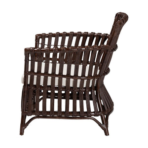 English Elm Bohemian Natural Rattan Accent Chair with Openwork Frame and Foam Cushion Seat B2750P420414