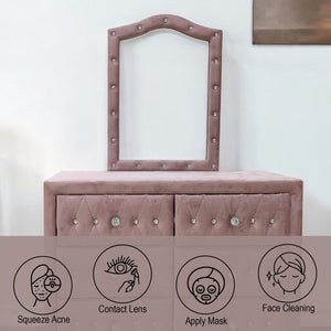 English Elm Reggie Pink Fabric Mirror with Arched Upholstered Frame, Transitional Vintage Style, 18x26 Mirror Dimensions B2726P286649
